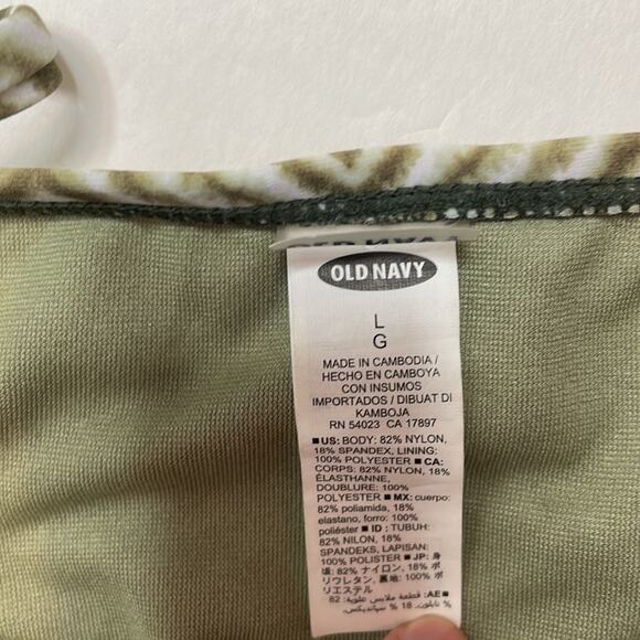 Old navy olive green printed bikini, small top, large bottoms - Picture 3 of 6